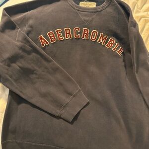 Vintage Abercrombie & Fitch Men's Washed Navy Sweatshirt